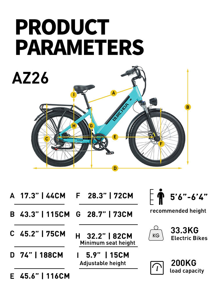 BURCHDA AZ26 Step-thru Electric Bike for Adults Commuting