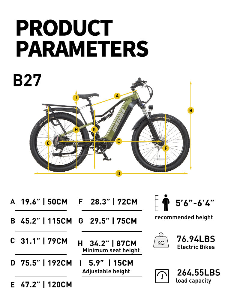 BURCHDA B27 2026 Electric Mountain Bike | 1000W Peak Motor